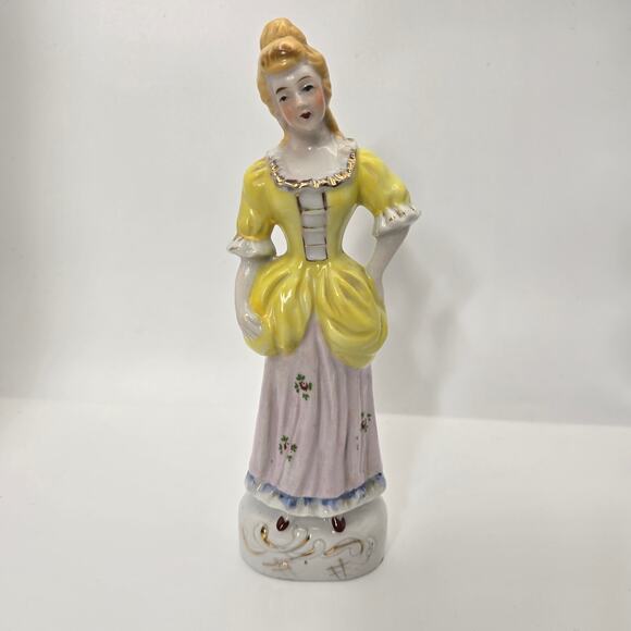 Wade England Porcelain Figurine Lady in Yellow Dress Hand-Painted Vintage - Picture 1 of 7